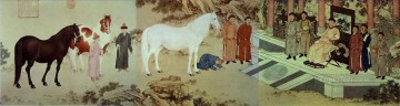  Homenaje Arte - Lang brillante homenaje a los caballos tinta china antigua Giuseppe Castiglione